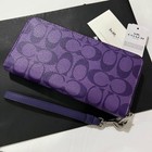 Coach Long Round Zip Wallet With Strap Purple Signature C4452 Outlet F s New Us