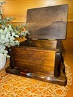 Vintage Brown Handmade Wooden Keepsake Box Hinged Lid Rustic Primitive Decor
