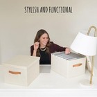 Collapsible Linen File Organizer Box Set Of 2 With Handles   Lid