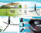 Outdoor Tripod Umbrella Stand Holder  With Ground Stake For Garden  Beach Sand