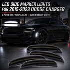 White Led Side Marker Lights For Dodge Charger 2015-2023 Smoked Lens Front Rear