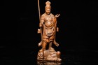 Vintage Boxwood Carving Wooden Four Heavenly Kings Buddhist Guardian Statues