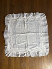 Huge Pillow Sham   White Lace ruffled Edge button Closure 26x27    C1890-1910 A 