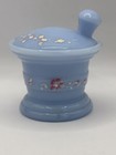 Vintage Mike Glass Mortar Pestle Powder Jar Jv Co Inc Antique Purple Blue Vanity