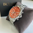 Bulova 96b395 Marine Star Orange Dial Men   s Chronograph Quartz Watch Stainless