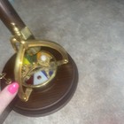Lefton Kaleidoscope Wind Up Music Box Rotating Wood  Brass  Stained Glass Works