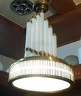Antique Brass Pendant Light Milk Glass Rod Ceiling Fixture Vintage Art Deco Lamp