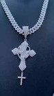 Men s Genuine D vvs Moissanite Praying Hand Cross Pendant In 925 Sterling Silver