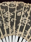 Antique Brussels Lace Fan With Pearl Sticks   Silk Tassel A299