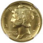 2016-w Gold Mercury Dime 1 10oz 24k Gold Ngc Ms70 Early Releases
