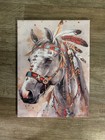 Native American Horse On Canvas-handsome And Striking Stylistic Art-12  X 16   2