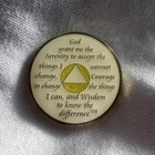 1 Year Yellow Glitter Sobriety Coin Alcoholics Anonymous Recovery Chip Token