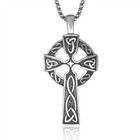 Irish Celtic Trinity Cross 316l Stainless Steel Pendant Necklace Ship From Us