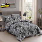 Black Paisley Comforter Set Queen Size 7 Piece Bed In A Bag Black Gray Boho P   