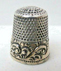 Antique Ketcham   Mcdougall Scrolled Gold Band Sterling Silver Thimble Sz 8 Mono