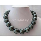 Beauty Black South Sea Shell Pearl Round Beads Necklace 18   10 12 14 16 18 20mm