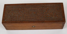 Vintage Wheeler   Wilson Wooden Sewing Box Dovetailed Carved Oak push Button
