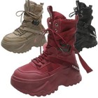 Womens High Top Lace Up Platform Sneakers Casual Ankle Boots Fashion Sport Shoes