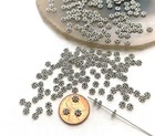 50 Antique Silver Pewter Daisy Flower Spacer Tiny Beads 4mm