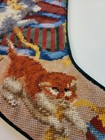 Christmas Needlepoint Stocking Cats Holiday Vintage Rare Kittens Large