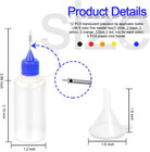 12pcs Precision Tip Applicator Bottles With 5 Mini Funnels   30ml Needle Tip Squ