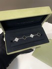 Vc   Arpels Vintage Alhambra Bracelet 18k White Gold Clover Diamond  Onyx