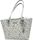 Michael Kors Jet Set Medium Carryall White Leather Tote With Airplane Print New
