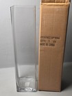 16 In  Clear Tall Glass Square Decorative Vase  New  Open Box