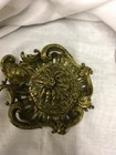 Rare Antique Ornate Victorian Gilt Brass Desk Figural Inkwell