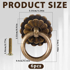 6 Pcs Antique Brass Cabinet Pulls Vintage Drawer Ring Knobs Handles