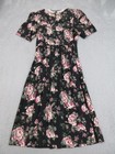 Vintage 80s 90s Sl Fashions Dress Womens Size 10 Black Floral Lace Collar Midi