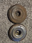 Antique Pair Brass Metal Picture Button 2ct Floral Pre-1930 Art Nuveau 2-hole