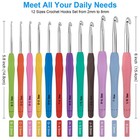 Mecheer Crochet Hooks 12 Sizes 51 Pack Ergonomic Handles Blue Case