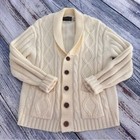 Vintage Sears Men   s Fisherman Cable Knit Collared Grandpa Cardigan