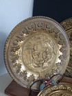 Vintage Brass Wall Plates Made In England Embossed Colonial Scene Decor Lot Of 4