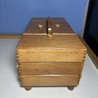 Vtg 80 s 3-tier Accordian Cantilever Folding Dovetail Wooden Sewing Box Romania
