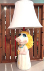 Miss Piggy Muppet Lamp   Shade  lights Up   Chalk Ware Ceramic Circa 1976 26x8x8