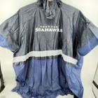 Nfl Seattle Seahawks Rain Poncho Mens Os Navy Royal Blue White Colorblock Vinyl