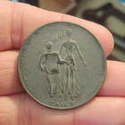 Vintage Naughty Novelty Token   Large 39mm Pewter Heads   Tails   Flip Coin