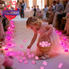 500pcs Rose Petals With 12 Led Tea Lights Candles Set  Pink Artificial Rose