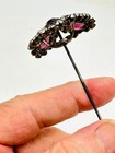 Antique Hatpin Enchanting Super Sparkle Rhinestones Lovely Oval Amethyst Glass