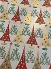 Vtg Christmas Wrapping Paper Gift Wrap Retro 1960 Trees Red White Green Gold