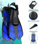 Short Snorkel Fins Adjustable Open Heel Travel Scuba Flippers Adult