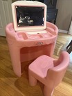 Little Tikes Tykes Vintage Beauty Vanity Table Chair Pink White Child Sz Guc 