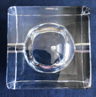 Vtg Heavy Cast    ice Block    Square Crystal Ashtray W Round Well  4 1 4    Sq 