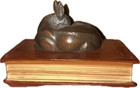 Vintage Bronze Fawn Resting On Aristotle s Work