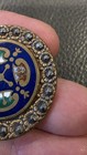 Large Colorful Enamel Antique Elegant Metal Button Victorian Cut Steel Floral   