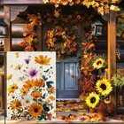 Fall Floral Garden Flag For Outside 12x18 Inch Double Sided Burlap 