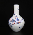 34 5cm Yongzheng Signed Old Chinese Blue   White Porcelain Vase W  Peach