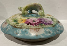 Porcelain Hand-painted Floral Pattern Powder Jar Or Candy Bowl 7  Tall Read